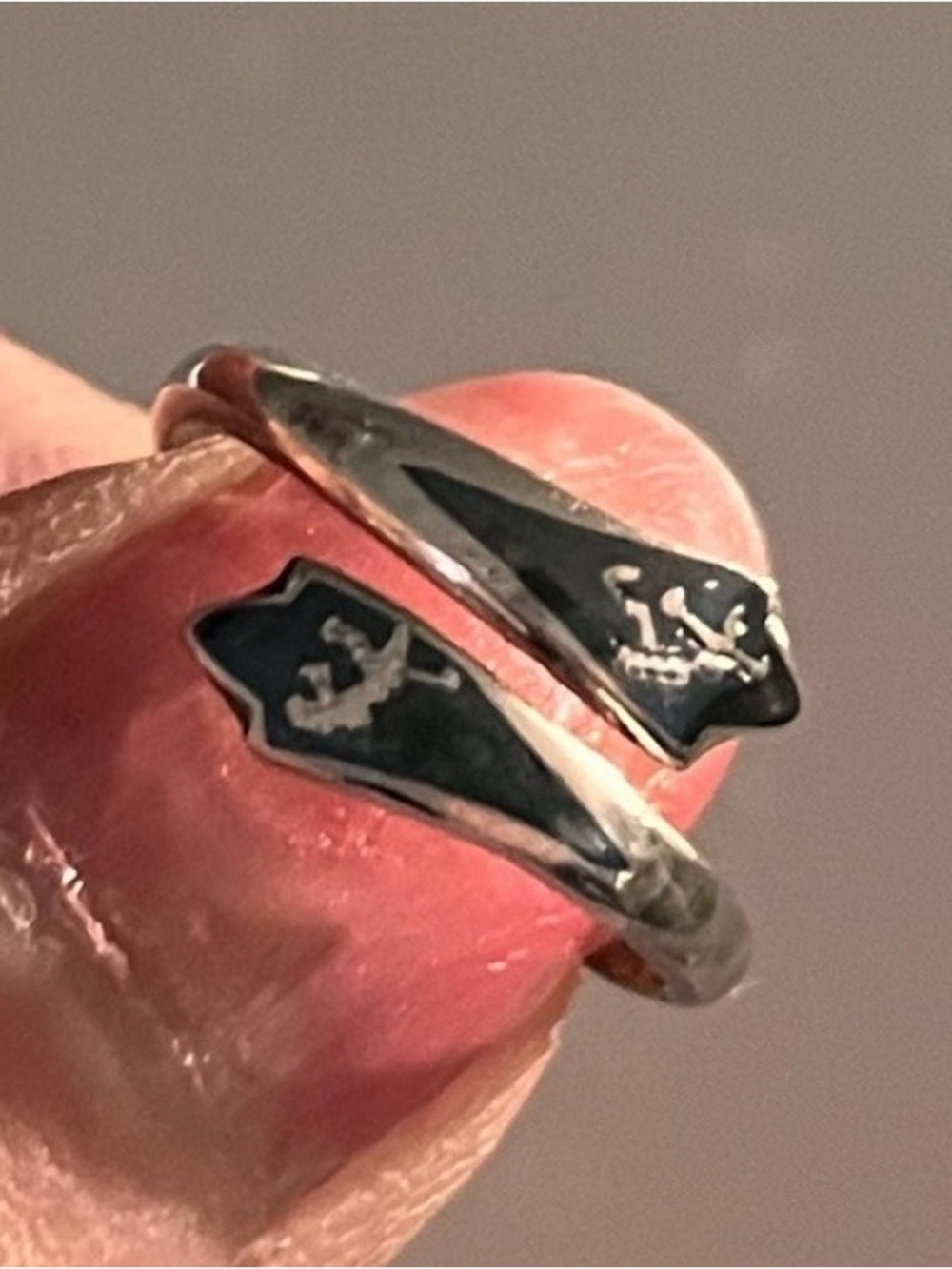 Vintage Siam Sterling Silver Niello Ring Thai Dancer Size 4.5 Pinky Ring Boho
